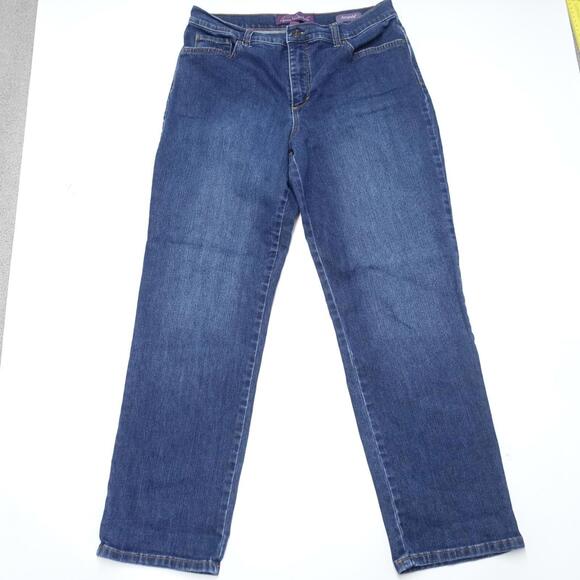 Gloria Vanderbilt Amanda Jeans Women's 12 Blue Dark Wash Denim Straight Zip Fly - Picture 1 of 8